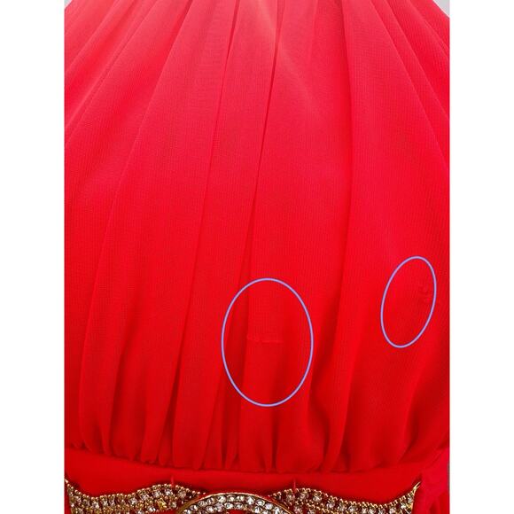 Caché Coral Chiffon Halter Formal Party Prom High Low Maxi Dress Gown Sz 0 Y2K - Picture 13 of 14